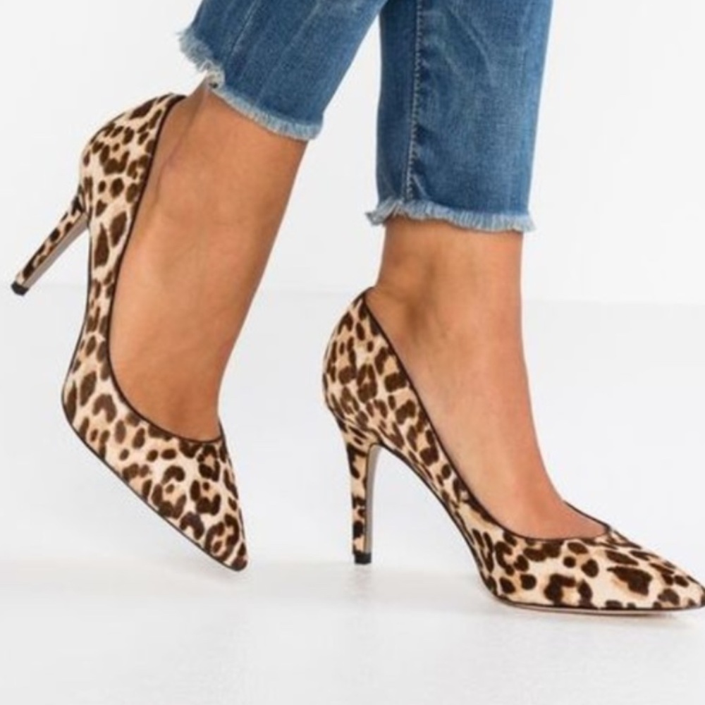 Sam Edelman Leopard Print Heels Pumps Pointed Toe Calf Hair SZ 6